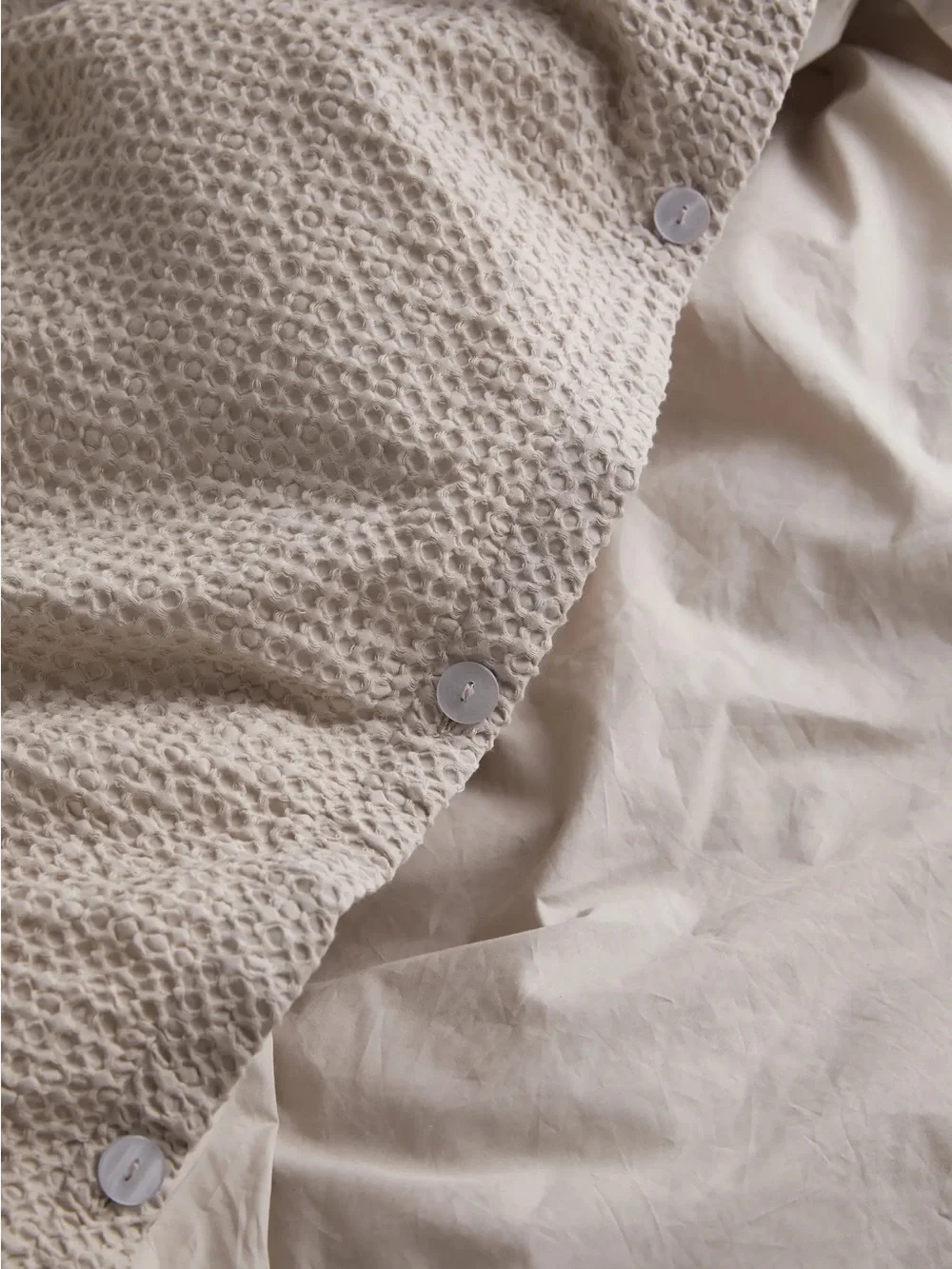NWT QUINCE Organic Luxe Honeycomb Duvet Cover Set Full/Queen Sand 0561